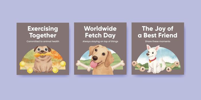 Banner template with national fetch day concept,watercolor style