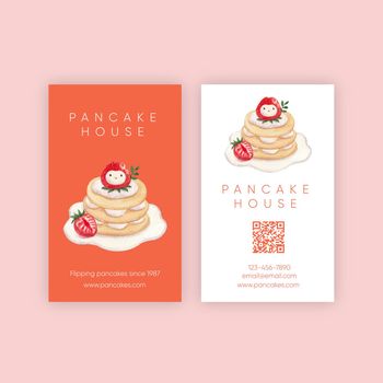 Name card template with happy pancake day concept,watercolor style