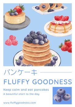 Poster template with happy pancake day concept,watercolor style