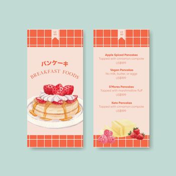 Menu template with happy pancake day concept,watercolor style