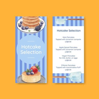 Menu template with happy pancake day concept,watercolor style