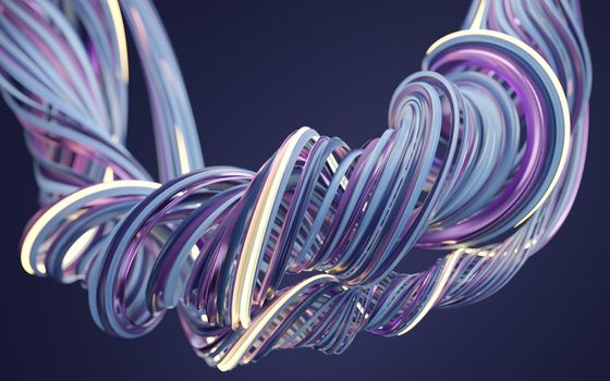 Abstract flowing curve lines, 3d rendering.