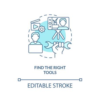 Find right tools turquoise concept icon