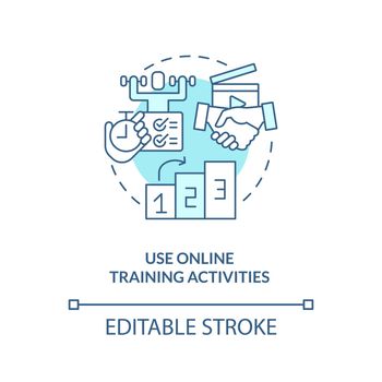 Use online training activities turquoise concept icon