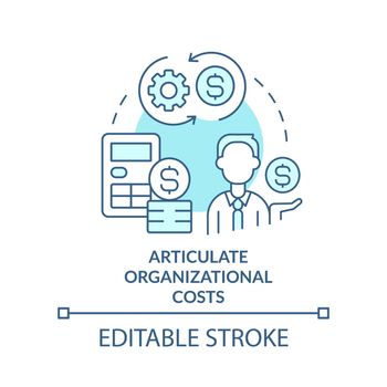 Articulate organizational costs turquoise concept icon