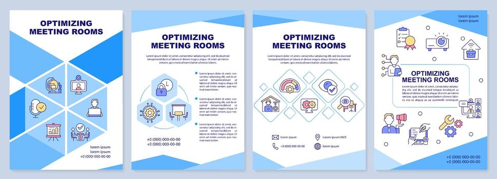 Optimizing meeting rooms blue brochure template