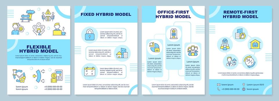 Hybrid work models blue brochure template