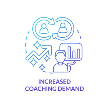 Increased coaching demand blue gradient concept icon
