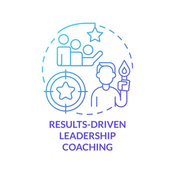 Results-driven leadership coaching blue gradient concept icon