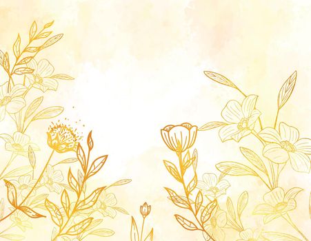 Gold leaf collection watercolor floral