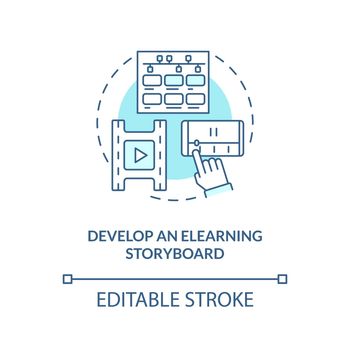Develop eLearning storyboard turquoise concept icon