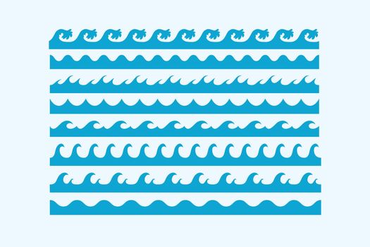 Sea waves patterns different style curve various set