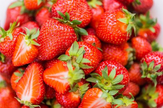 Fresh ripe delicious strawberries - healthy food and vegetarian