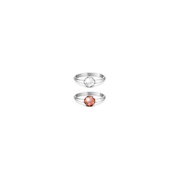 Vector 3d Realistic Silver Metal Wedding Ring with White and Red Gemstone, Diamond Closeup Isolated. Design Template of Shiny Golden Ring. Side, Front View