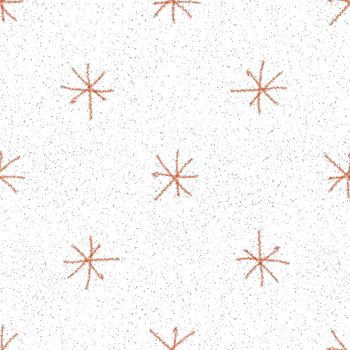 Hand Drawn Snowflakes Christmas Seamless Pattern. Subtle Flying Snow Flakes on chalk snowflakes Background. Astonishing chalk handdrawn snow overlay. Favorable holiday season decoration.