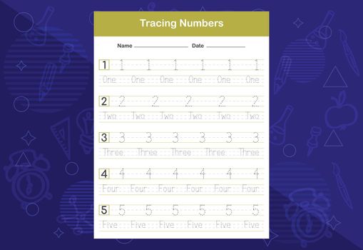 Tracing Numbers Worksheets. An educational worksheet for kids. Learn Numbers.