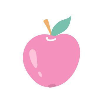 Pink apple, vector flat illustration on white background