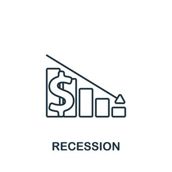 Recession icon. Monochrome simple line Economic Crisis icon for templates, web design and infographics