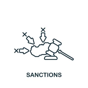 Sanctions icon. Monochrome simple line Economic Crisis icon for templates, web design and infographics