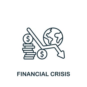 Financial Crisis icon. Monochrome simple line Economic Crisis icon for templates, web design and infographics
