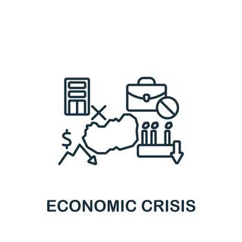Economic Crisis icon. Monochrome simple line Economic Crisis icon for templates, web design and infographics