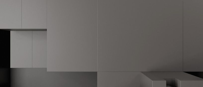 Abstract Luxurious Elegant Geometric Blocks Trendy Futuristic Grey 3D Background 3D Illustration