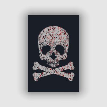 Skull vector with gritty texture and blood stain design