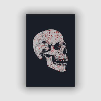 Skull vector with gritty texture and blood stain design