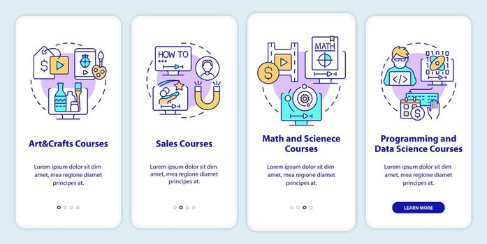 Online courses ideas onboarding mobile app screen