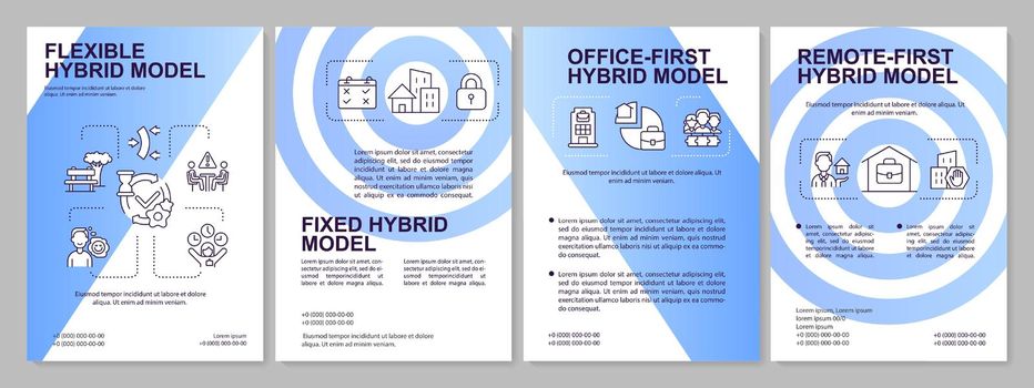 Models of hybrid work blue brochure template