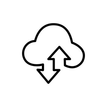 cloud line icon on white background. Flat simple symbol on white background