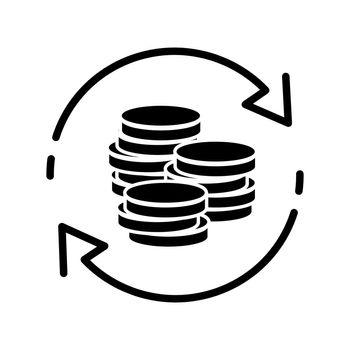 Money transfer icon in flat style Coin reload icon