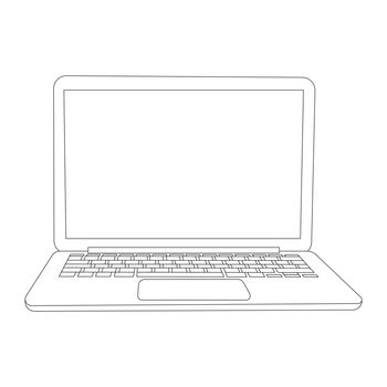 Open laptop sketch vector illustration.