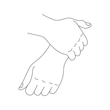 Hand holding wrist sketch vector illustration.