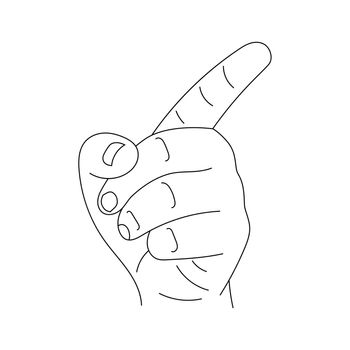 Finger pointing to the side vector illustration.
