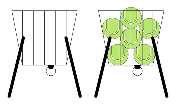 Tennis ball basket emty and full pictogram vector illustration.