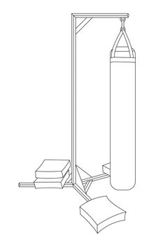 Heavy punching bag stand vector illustration.
