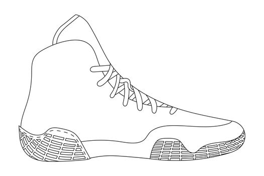 Wrestling shoe sketch vector illustration.