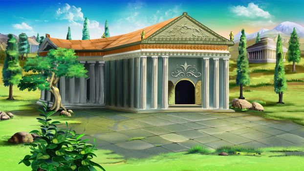 Ancient roman temple illustration