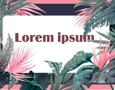 bright tropical background with palm leaves