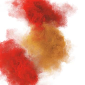 Red and yellow puffs of magic fog and fantasy smoke texture