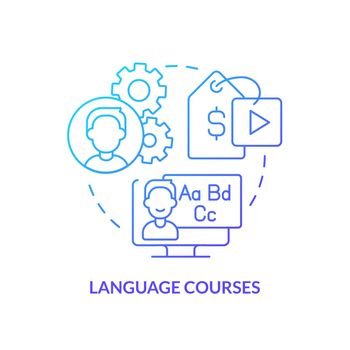 Language courses blue gradient concept icon