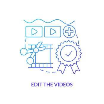 Edit videos blue gradient concept icon
