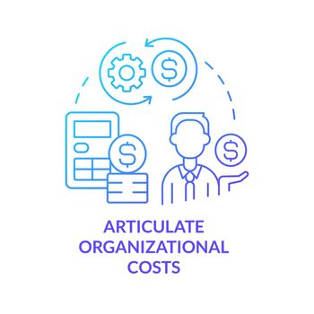 Articulate organizational costs blue gradient concept icon
