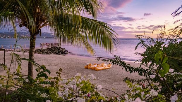 Kayak during sunset on the beach of Saint Lucia Caribbean, St Lucia sunset