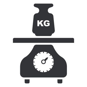 black icon of scales with a weight on the market. flat vector illustration.