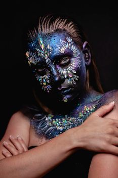 Fantasy face art makeup girl