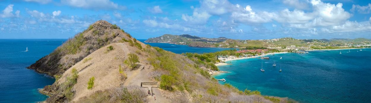 panoramic view from Pingeon Island Saint Lucia or St Lucia Caribbean pigeon island