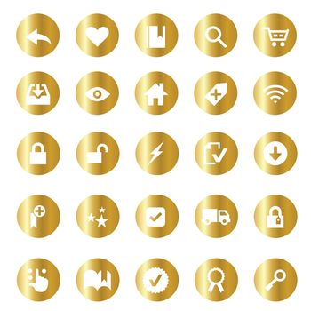 Gold ecommerce and online shopping icons orbis series