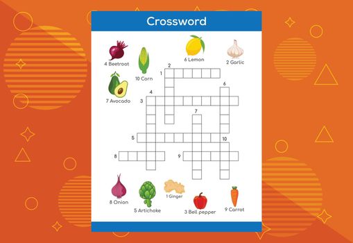 Crossword puzzle for kids. Educational game for children. worksheet for preschool kids
